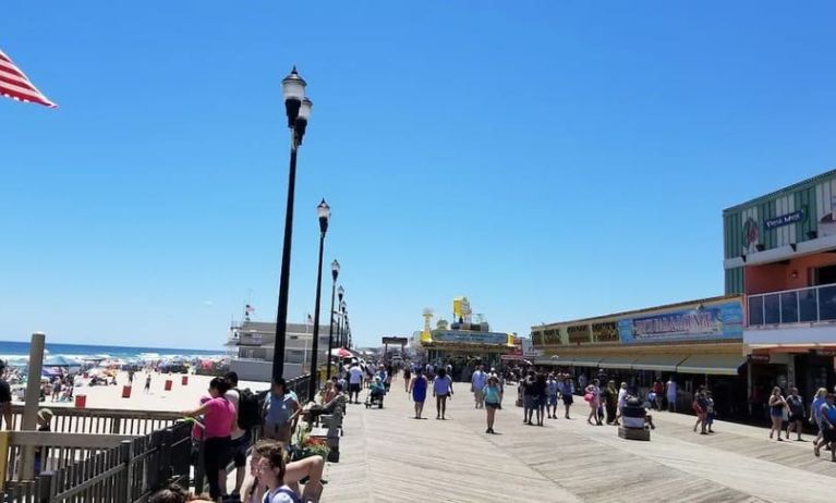 Beach promenade nearby at Bay Breeze Motel.