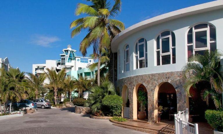 Hotel exterior and entrance at Oyster Bay Beach Resort.