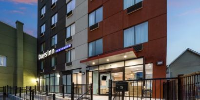 Hotel entrance at Days Inn By Wyndham Staten Island.