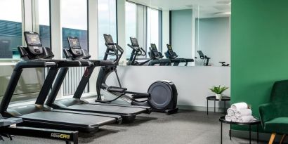 Fitness center at Holiday Inn Manchester Airport. 