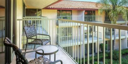 Day use room with relaxing outdoor balcony at DoubleTree By Hilton Ontario Airport.