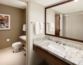 Day room with guest bathroom at DoubleTree By Hilton Ontario Airport.