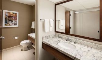 Day room with guest bathroom at DoubleTree By Hilton Ontario Airport.