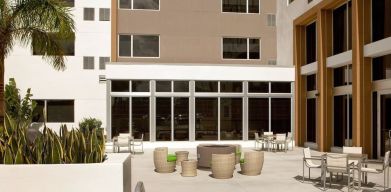 Outdoor terrace at Element Miami Doral.