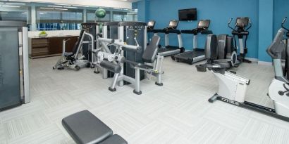 Fitness center at Element Miami Doral.