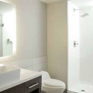 Guest bathroom at Element Miami Doral.