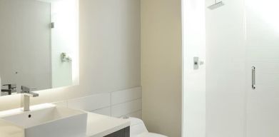 Guest bathroom at Element Miami Doral.