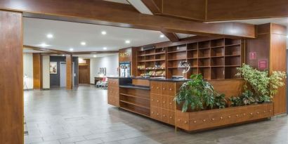 Lobby entrance at La Hacienda San Jose Silicon Valley.