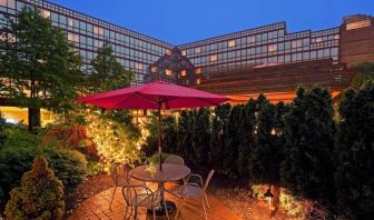 Outdoor terrace at Laguardia Plaza Hotel.