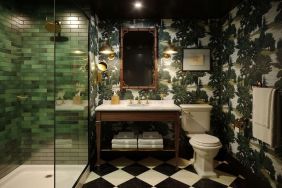 Guest bathroom with shower at Graduate By Hilton Princeton.