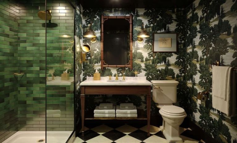 Guest bathroom with shower at Graduate By Hilton Princeton.