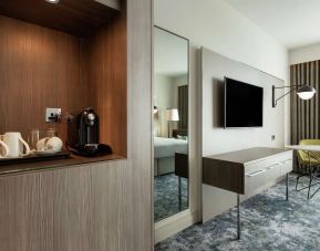 Spacious king room with coffee station at Hilton Aberdeen TECA.