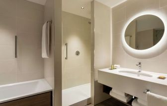 Private guest bathroom at Hilton Aberdeen TECA.