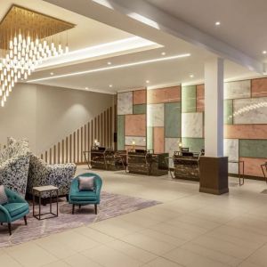 Lobby and entrance at Hilton Aberdeen TECA.