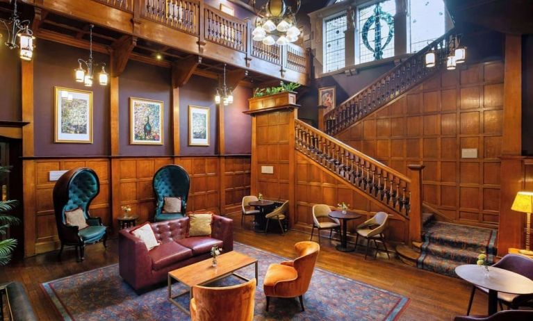 Lobby and library at Elmbank York, Tapestry Collection By Hilton.