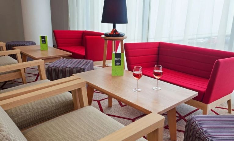 Coworking lounge at Hampton By Hilton London Gatwick Airport.