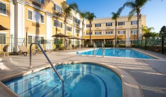 Outoor pool and hot tub at Hotel Marguerite.