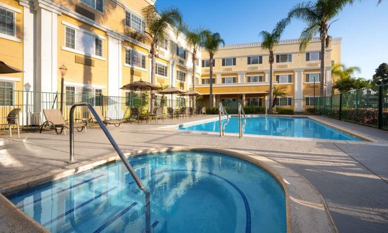 Outoor pool and hot tub at Hotel Marguerite.