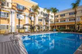 Outdoor pool area at Hotel Marguerite.