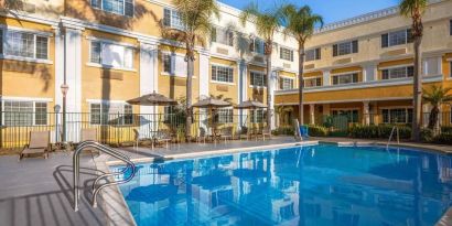 Outdoor pool area at Hotel Marguerite.