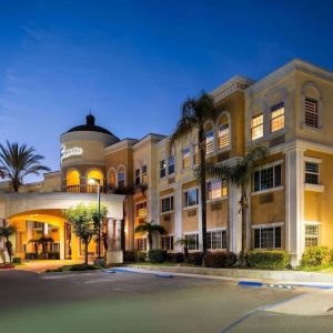 Hotel exterior at night at Hotel Marguerite.