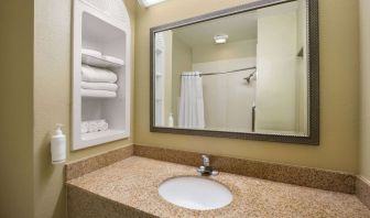 Guest bathroom with shower at Hotel Marguerite.