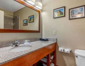 Guest bathroom with shower at Comfort Inn & Suites Nashville Near Tanger Outlets.