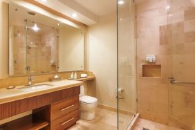 Guest bathroom with shower at Grand Miramar All Luxury Suites & Residences.