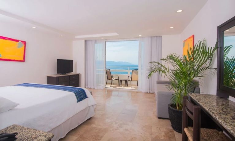 Romantic king room with sea view at Hotel Delfin PV Beach Resort.