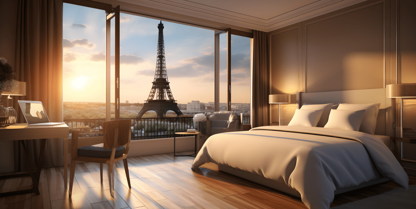 HotelsByDay and the Rise of Day Use Hotels: The Dawn of a New Era in Hospitality - elegant hotel room eifel tower