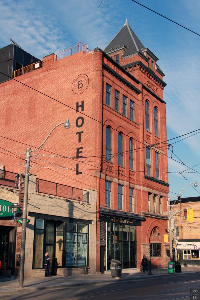 How to spend a day in Toronto: gaze at the sunset skyline from the Broadview hotel rooftop.