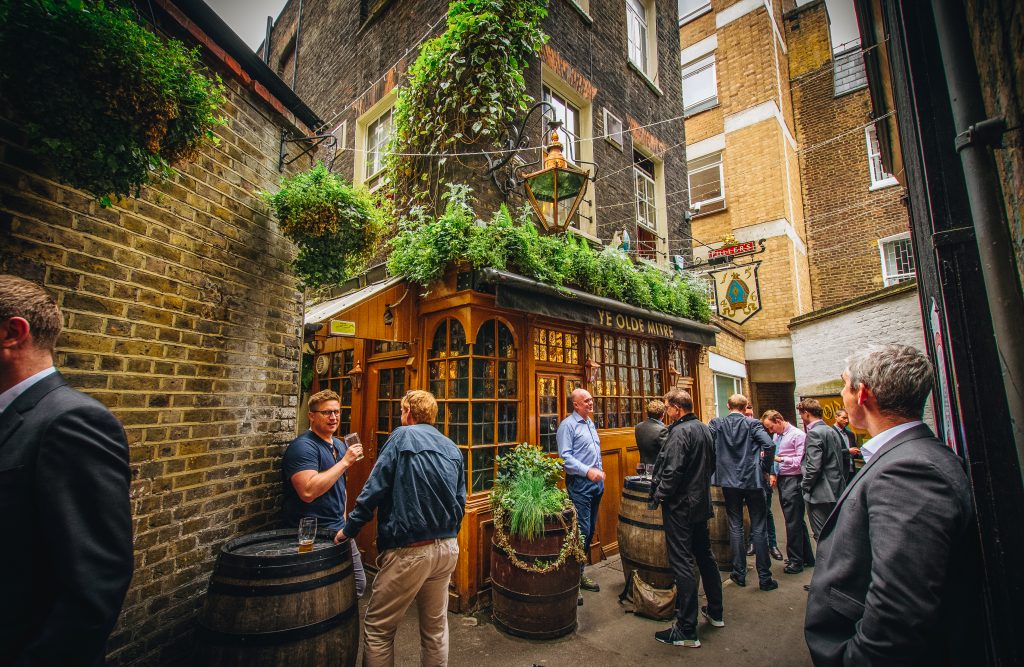 Walk back in time to London's oldest pub, Ye Olde Mitre, founded in 1546 for the Bishops of Ely.