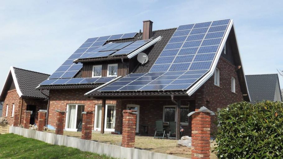 Solar installation on a newly built residential home in Germany.